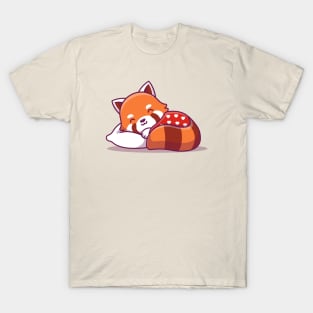 Cute Red Panda Sleeping With Pillow T-Shirt